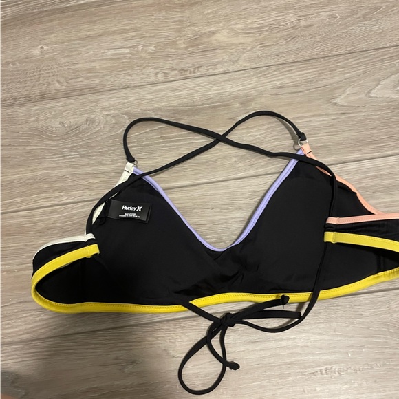 Hurley colour Block Cross Back Black Bikini Top - Picture 4 of 8
